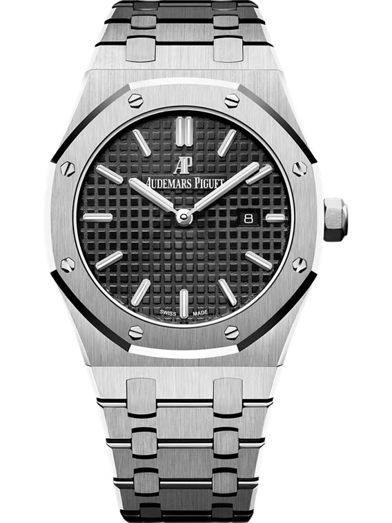 Silver Audemars Piguet With Black Dial