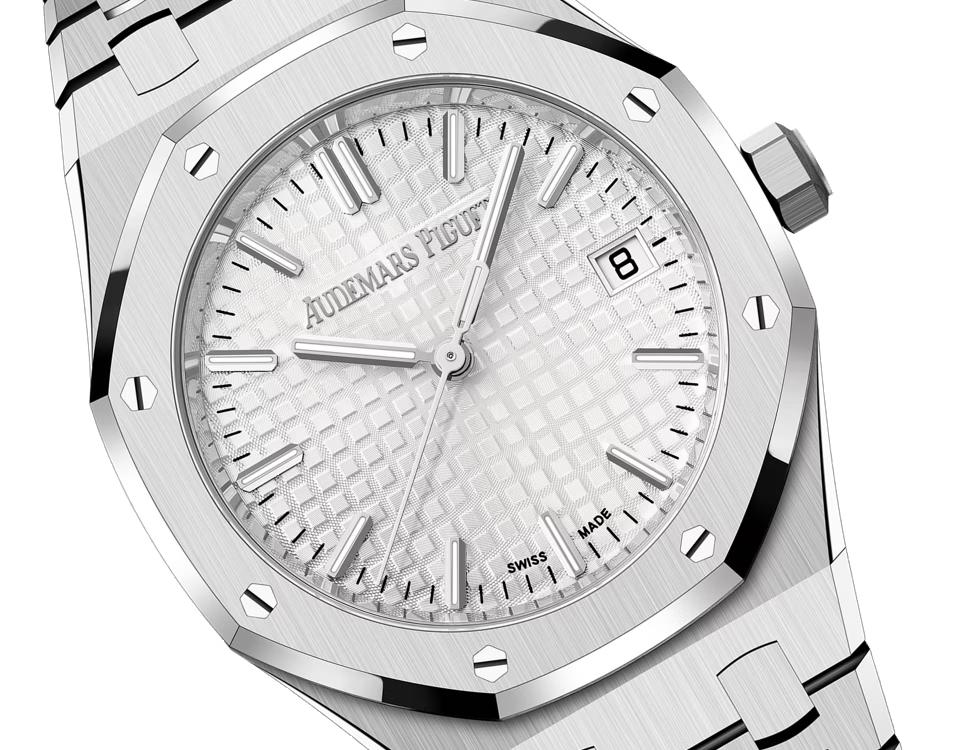 Silver Audemars Piguet With White Dial