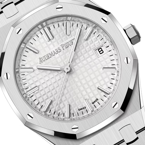 Silver Audemars Piguet With White Dial