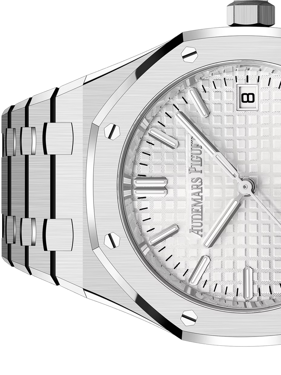 Silver Audemars Piguet With White Dial